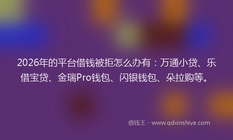 2026年的平台借钱被拒怎么办有：万通小贷、乐借宝贷、金瑞Pro钱包、闪银钱包、朵拉购等。