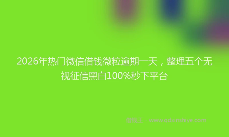 2026年热门微信借钱微粒逾期一天，整理五个无视征信黑白100%秒下平台