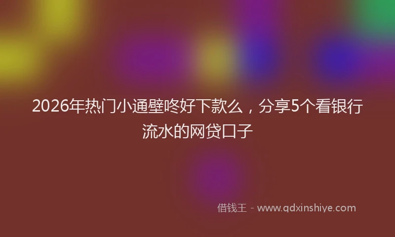 2026年热门小通壁咚好下款么，分享5个看银行流水的网贷口子