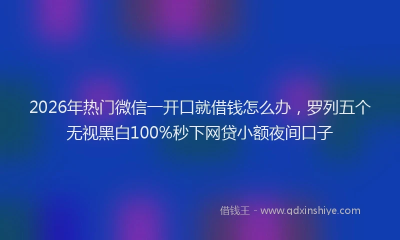 2026年热门微信一开口就借钱怎么办,罗列五个无视黑白100%秒下网贷小额夜间口子