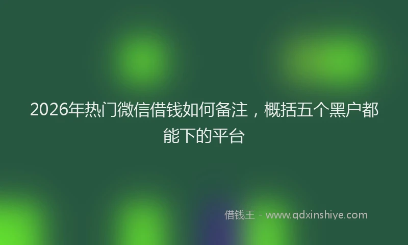 2026年热门微信借钱如何备注，概括五个黑户都能下的平台