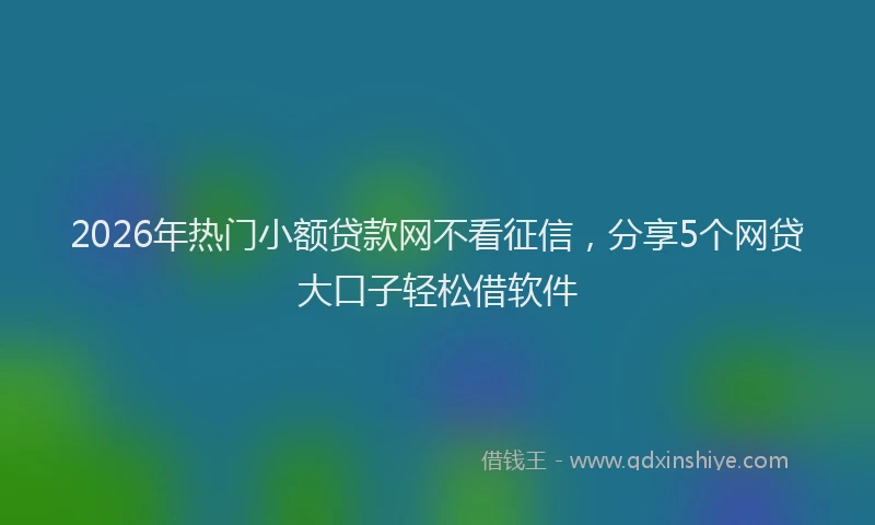 2026年热门小额贷款网不看征信，分享5个网贷大口子轻松借软件