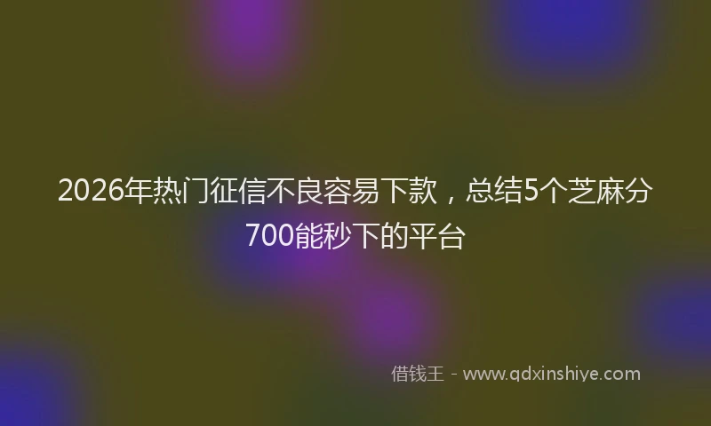 2026年热门征信不良容易下款，总结5个芝麻分700能秒下的平台
