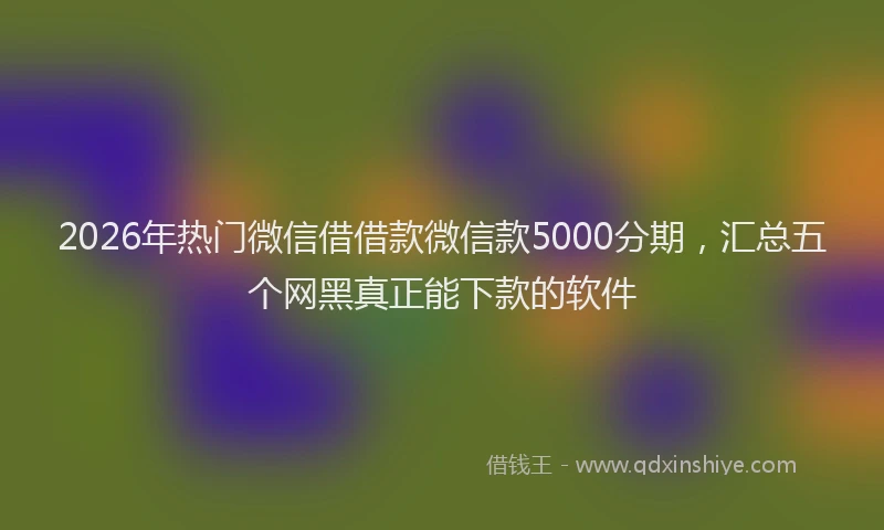 2026年热门微信借借款微信款5000分期，汇总五个网黑真正能下款的软件