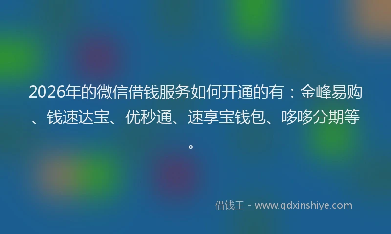 2026年的微信借钱服务如何开通的有：金峰易购、钱速达宝、优秒通、速享宝钱包、哆哆分期等。