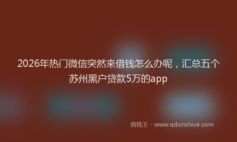 2026年热门微信突然来借钱怎么办呢，汇总五个苏州黑户贷款5万的app