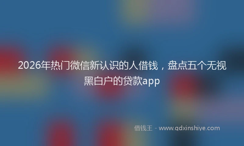 2026年热门微信新认识的人借钱，盘点五个无视黑白户的贷款app