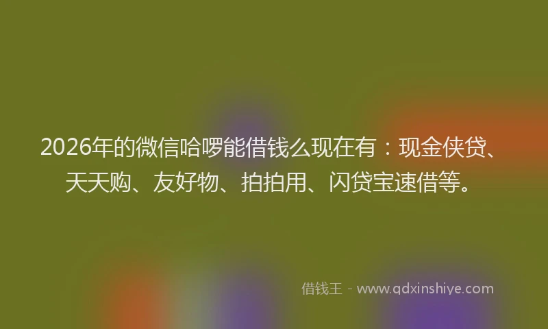 2026年的微信哈啰能借钱么现在有：现金侠贷、天天购、友好物、拍拍用、闪贷宝速借等。