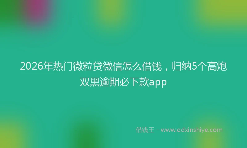 2026年热门微粒贷微信怎么借钱，归纳5个高炮双黑逾期必下款app