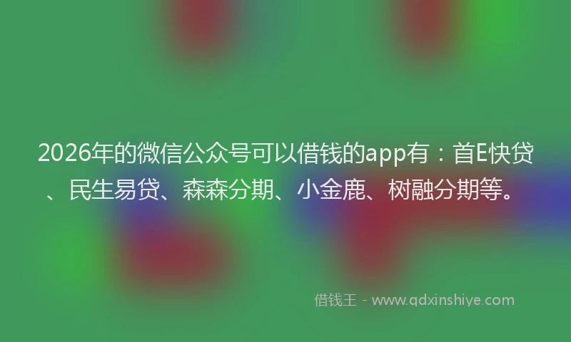 2026年的微信公众号可以借钱的app有：首E快贷、民生易贷、森森分期、小金鹿、树融分期等。