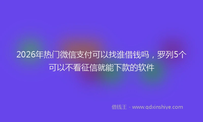 2026年热门微信支付可以找谁借钱吗，罗列5个可以不看征信就能下款的软件