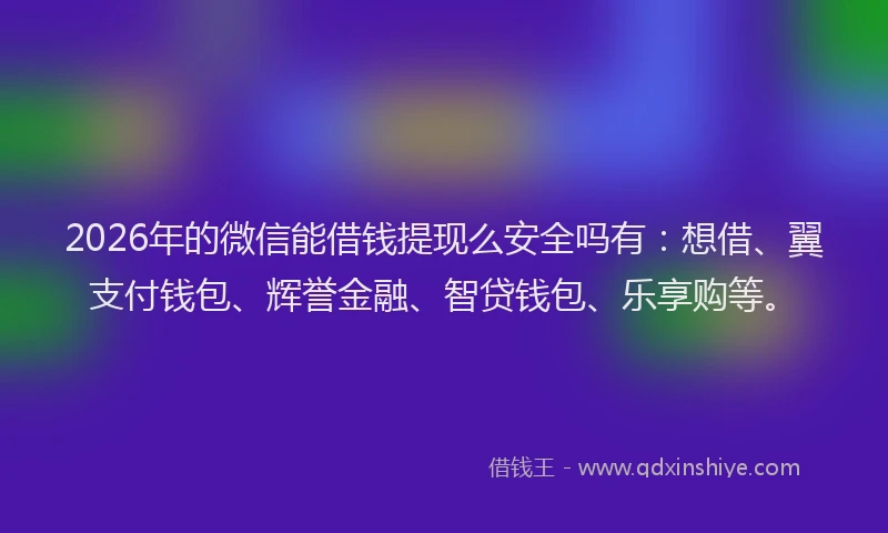 2026年的微信能借钱提现么安全吗有：想借、翼支付钱包、辉誉金融、智贷钱包、乐享购等。