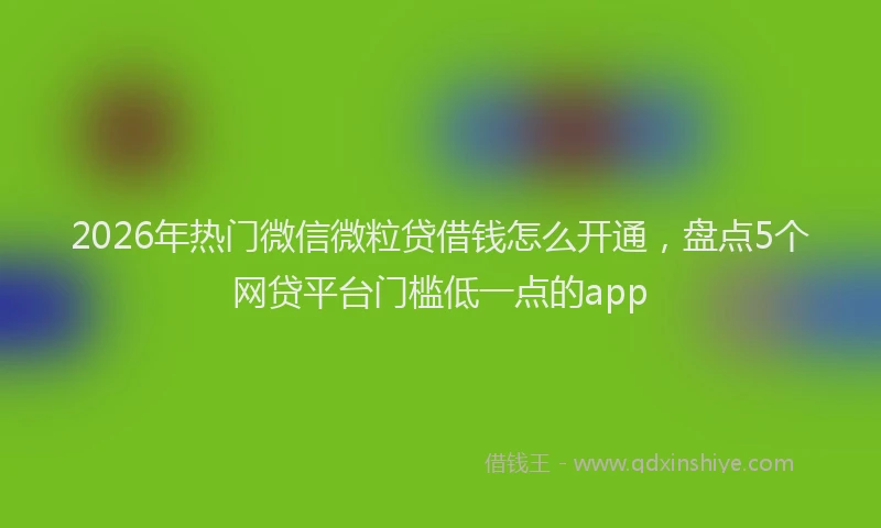 2026年热门微信微粒贷借钱怎么开通，盘点5个网贷平台门槛低一点的app