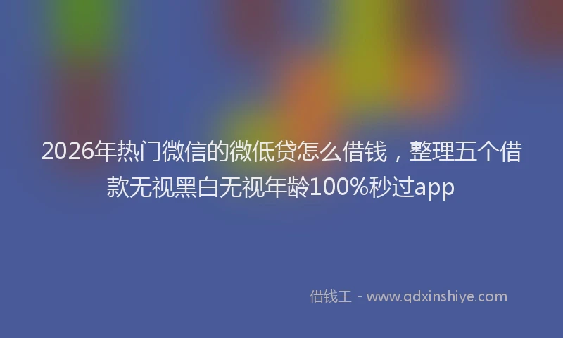 2026年热门微信的微低贷怎么借钱，整理五个借款无视黑白无视年龄100%秒过app