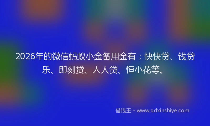 2026年的微信蚂蚁小金备用金有：快快贷、钱贷乐、即刻贷、人人贷、恒小花等。