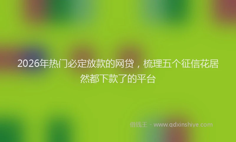 2026年热门必定放款的网贷，梳理五个征信花居然都下款了的平台