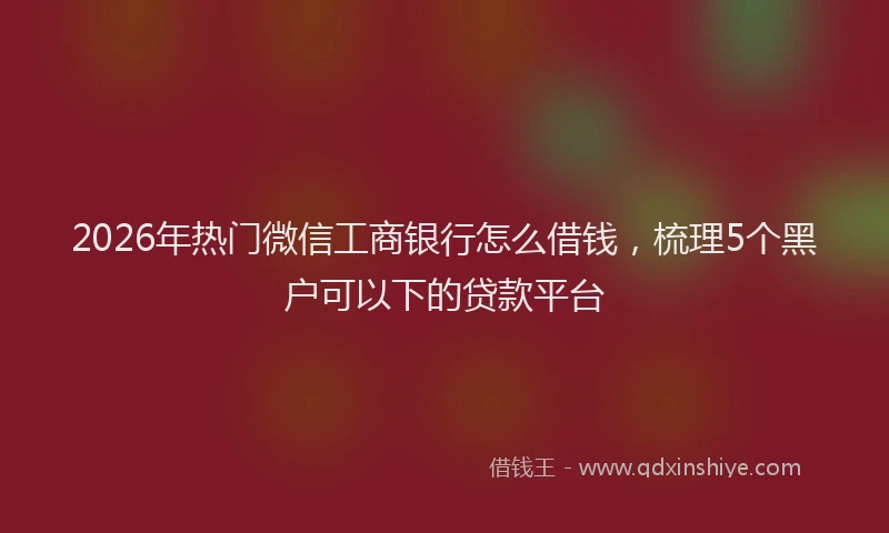 2026年热门微信工商银行怎么借钱，梳理5个黑户可以下的贷款平台