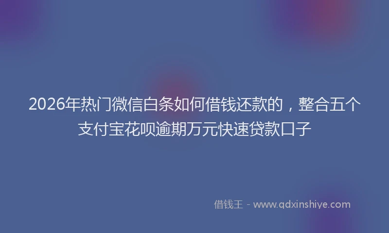 2026年热门微信白条如何借钱还款的，整合五个支付宝花呗逾期万元快速贷款口子