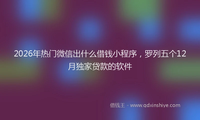 2026年热门微信出什么借钱小程序，罗列五个12月独家贷款的软件