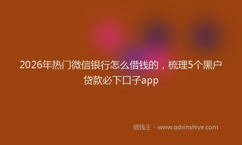 2026年热门微信银行怎么借钱的，梳理5个黑户贷款必下口子app