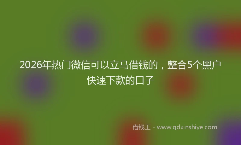 2026年热门微信可以立马借钱的，整合5个黑户快速下款的口子