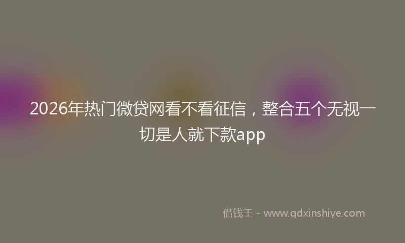 2026年热门微贷网看不看征信，整合五个无视一切是人就下款app