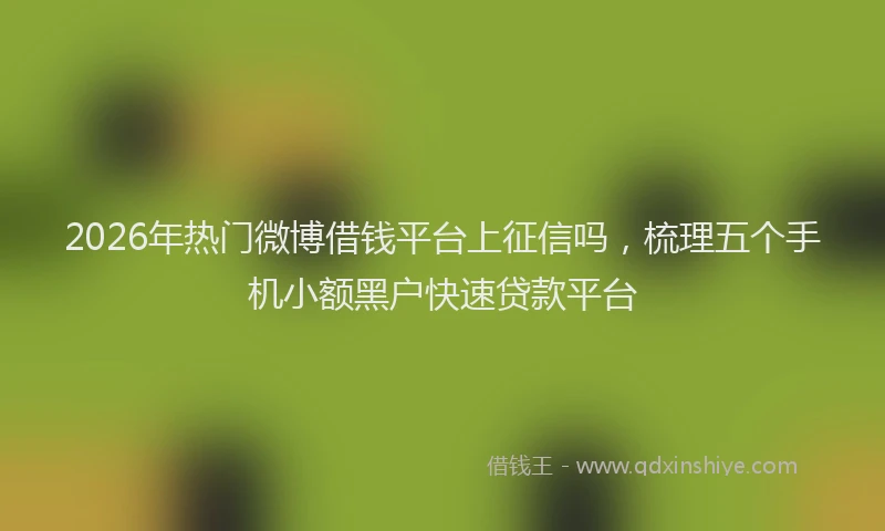 2026年热门微博借钱平台上征信吗，梳理五个手机小额黑户快速贷款平台