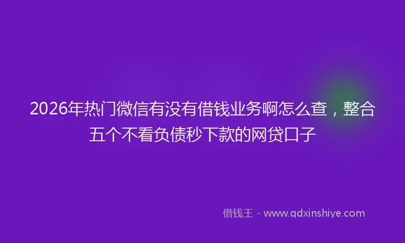 2026年热门微信有没有借钱业务啊怎么查，整合五个不看负债秒下款的网贷口子