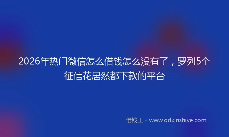 2026年热门微信怎么借钱怎么没有了，罗列5个征信花居然都下款的平台