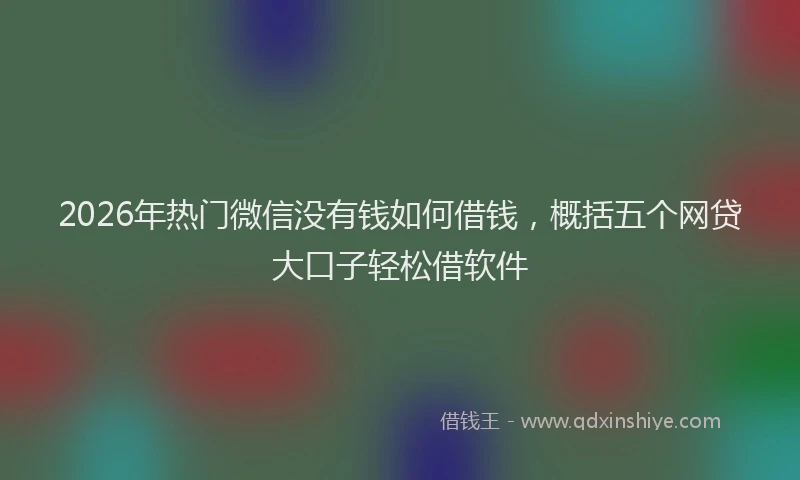 2026年热门微信没有钱如何借钱，概括五个网贷大口子轻松借软件