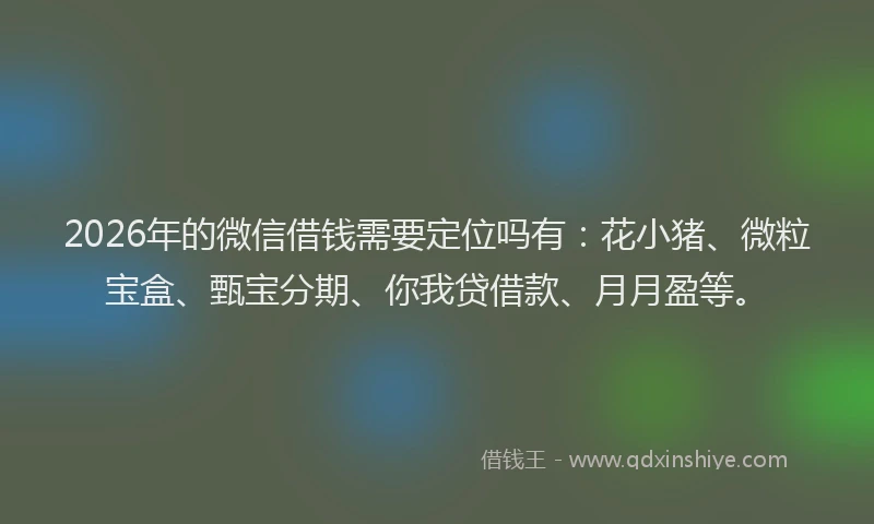 2026年的微信借钱需要定位吗有：花小猪、微粒宝盒、甄宝分期、你我贷借款、月月盈等。