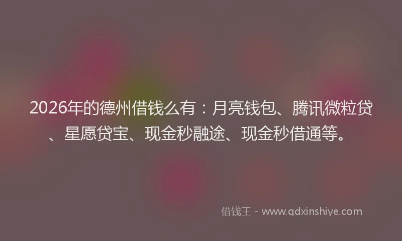 2026年的德州借钱么有：月亮钱包、腾讯微粒贷、星愿贷宝、现金秒融途、现金秒借通等。