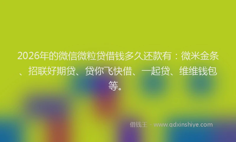 2026年的微信微粒贷借钱多久还款有：微米金条、招联好期贷、贷你飞快借、一起贷、维维钱包等。