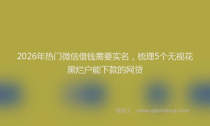 2026年热门微信借钱需要实名，梳理5个无视花黑烂户能下款的网贷