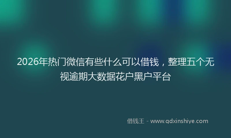 2026年热门微信有些什么可以借钱，整理五个无视逾期大数据花户黑户平台