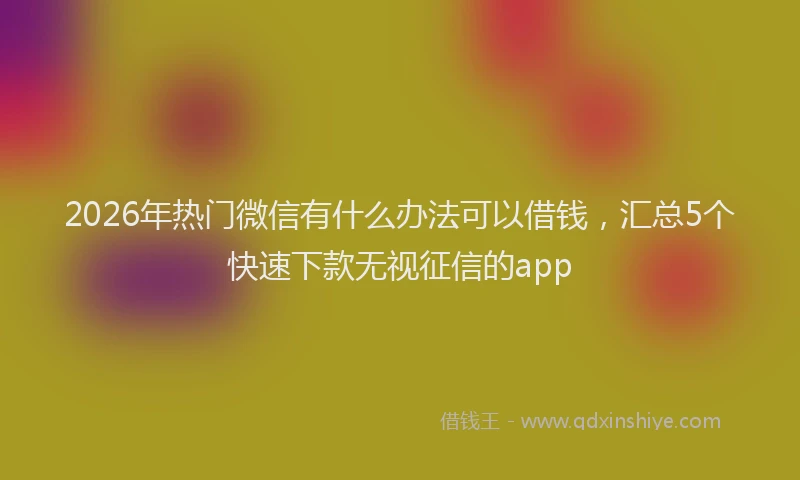 2026年热门微信有什么办法可以借钱，汇总5个快速下款无视征信的app