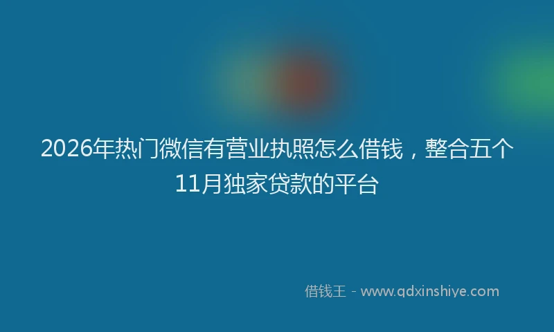 2026年热门微信有营业执照怎么借钱，整合五个11月独家贷款的平台