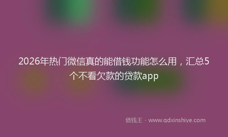 2026年热门微信真的能借钱功能怎么用，汇总5个不看欠款的贷款app