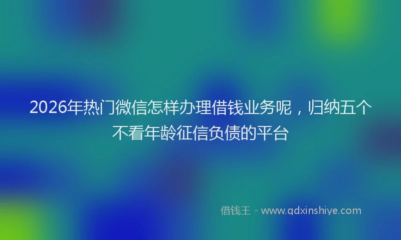 2026年热门微信怎样办理借钱业务呢，归纳五个不看年龄征信负债的平台