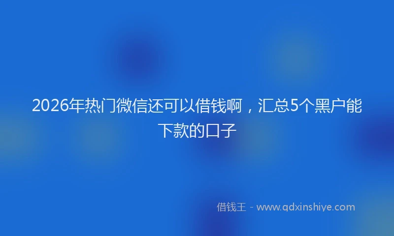 2026年热门微信还可以借钱啊，汇总5个黑户能下款的口子