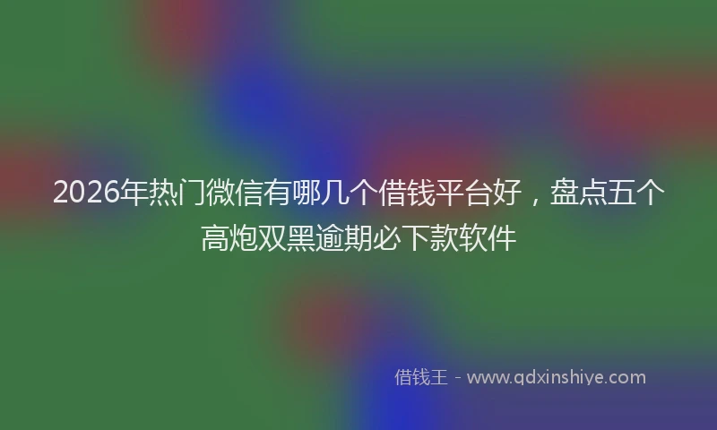2026年热门微信有哪几个借钱平台好，盘点五个高炮双黑逾期必下款软件