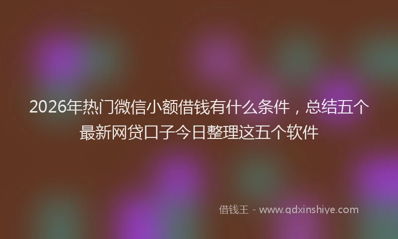 2026年热门微信小额借钱有什么条件，总结五个最新网贷口子今日整理这五个软件