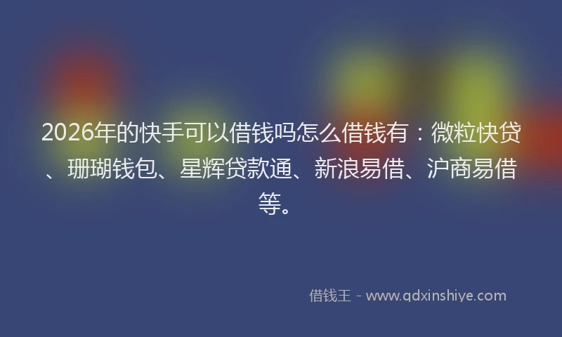 2026年的快手可以借钱吗怎么借钱有:微粒快贷、珊瑚钱包、星辉贷款通、新浪易借、沪商易借等。