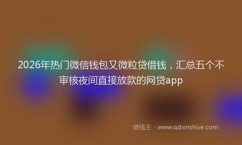 2026年热门微信钱包又微粒贷借钱，汇总五个不审核夜间直接放款的网贷app