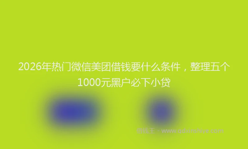 2026年热门微信美团借钱要什么条件，整理五个1000元黑户必下小贷