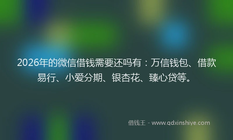 2026年的微信借钱需要还吗有：万信钱包、借款易行、小爱分期、银杏花、臻心贷等。