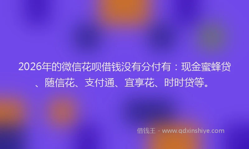 2026年的微信花呗借钱没有分付有：现金蜜蜂贷、随信花、支付通、宜享花、时时贷等。