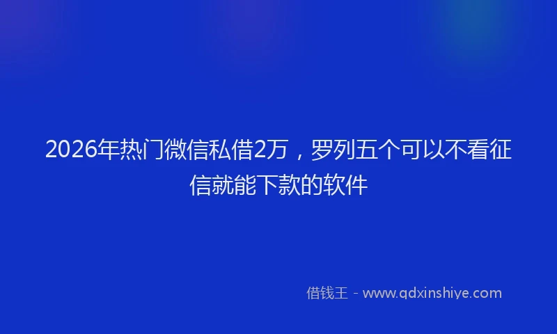 2026年热门微信私借2万，罗列五个可以不看征信就能下款的软件
