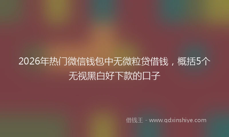 2026年热门微信钱包中无微粒贷借钱，概括5个无视黑白好下款的口子