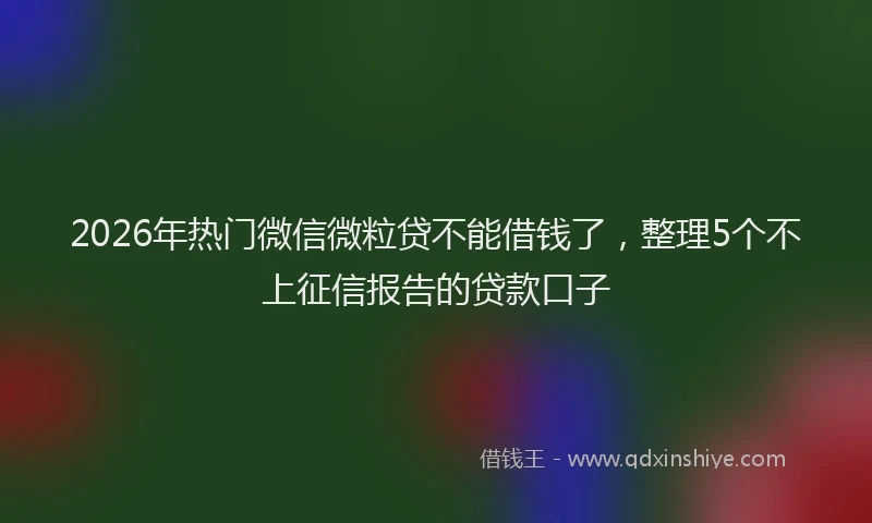2026年热门微信微粒贷不能借钱了，整理5个不上征信报告的贷款口子